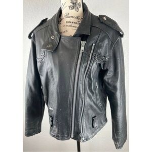 Protech Leather Apparel Vintage Men’s Black Leather Biker Jacket, Large